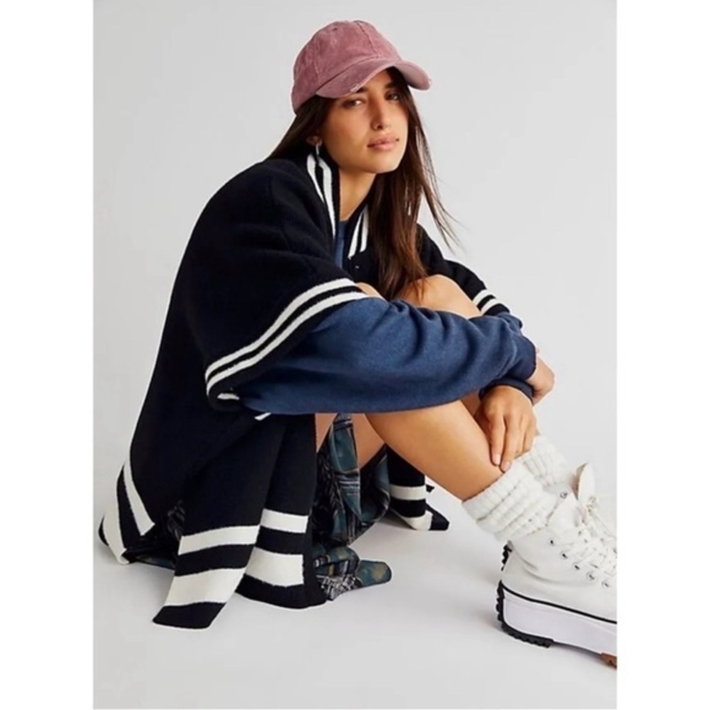 Free People Black and White Striped Jacket